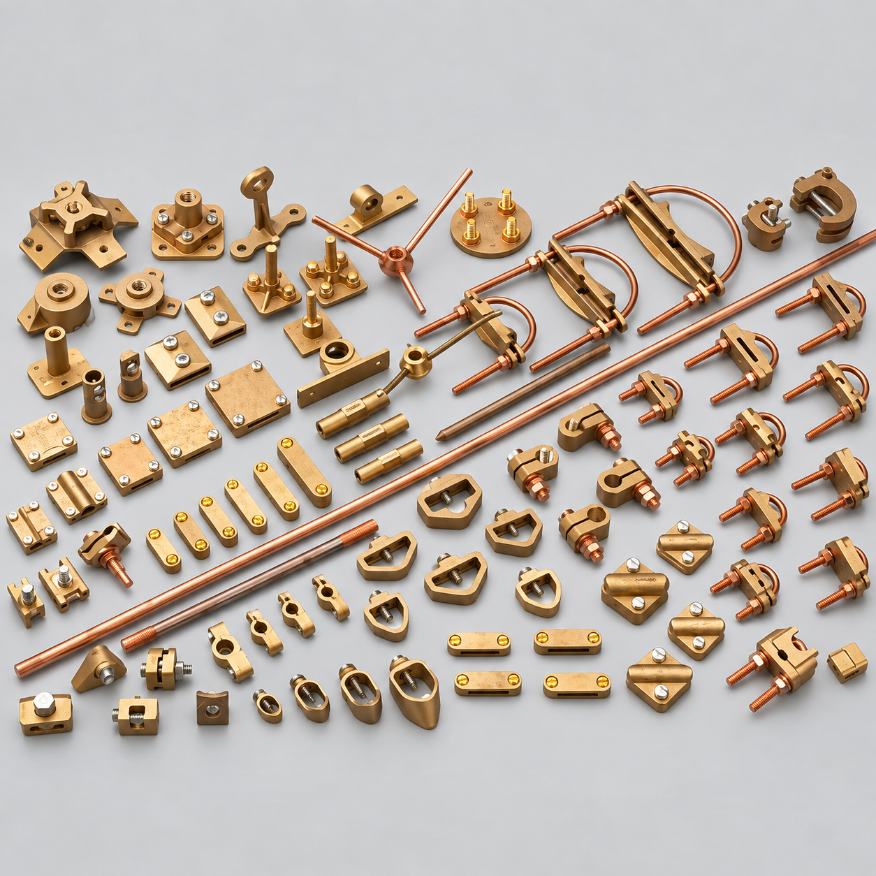 Brass earthing and lightning protection components
