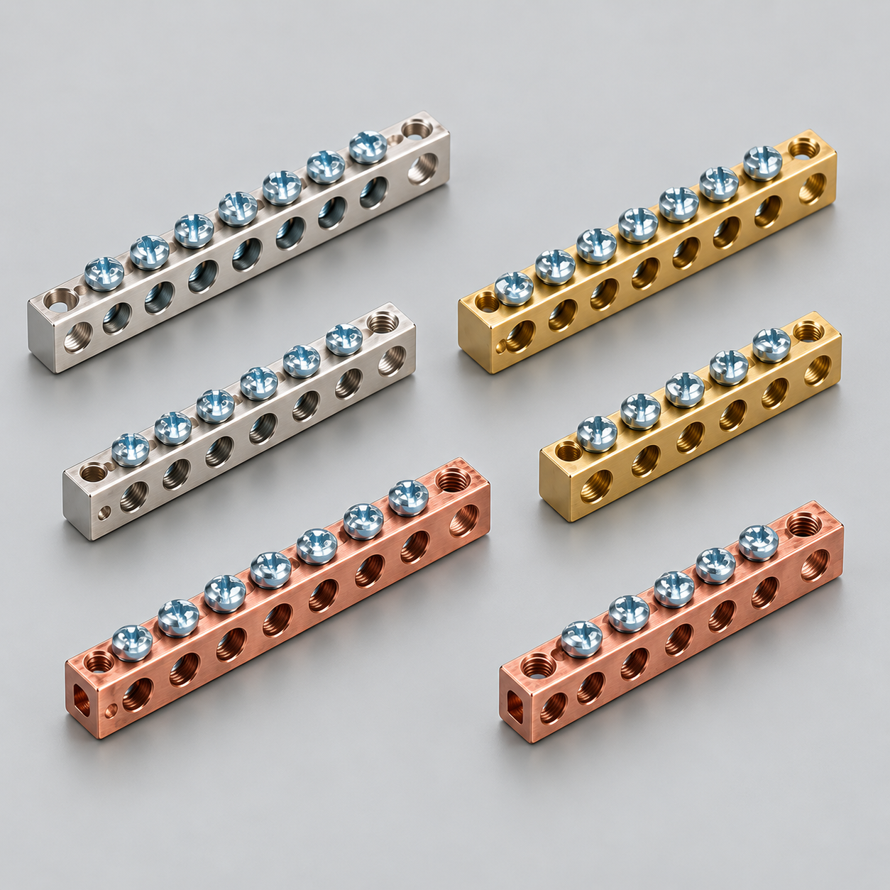 Brass neutral link bars for electrical panels