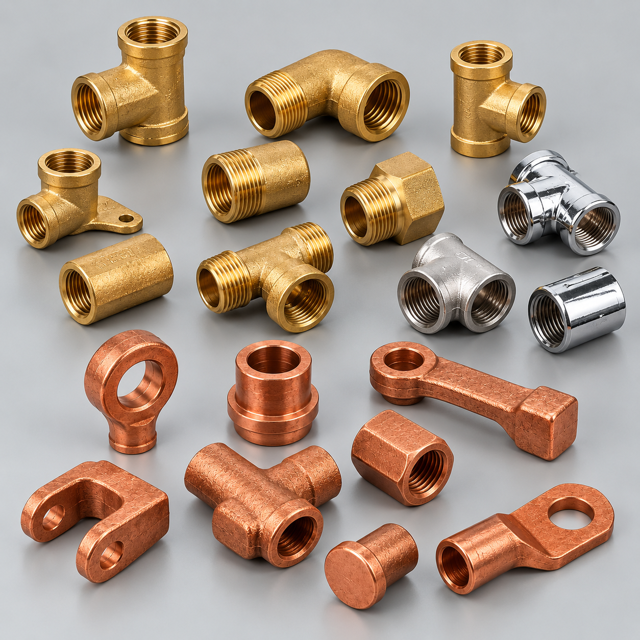 Brass and copper forged pipe fittings