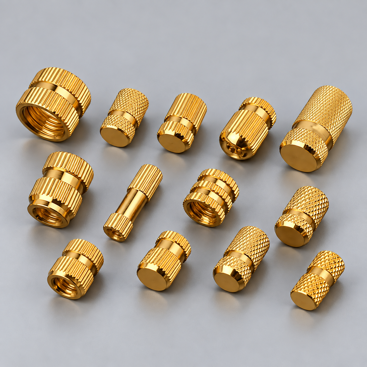 Brass knurled moulding inserts